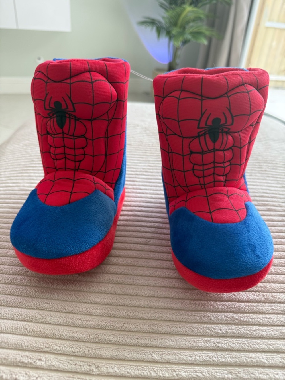 Spiderman Plush Kids Boots - Red with Blue Insole